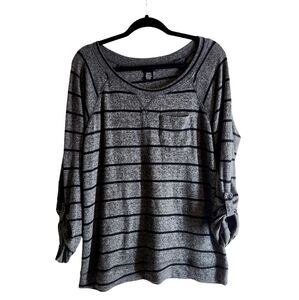 Rue21 Black and Gray Striped Sweatshirt